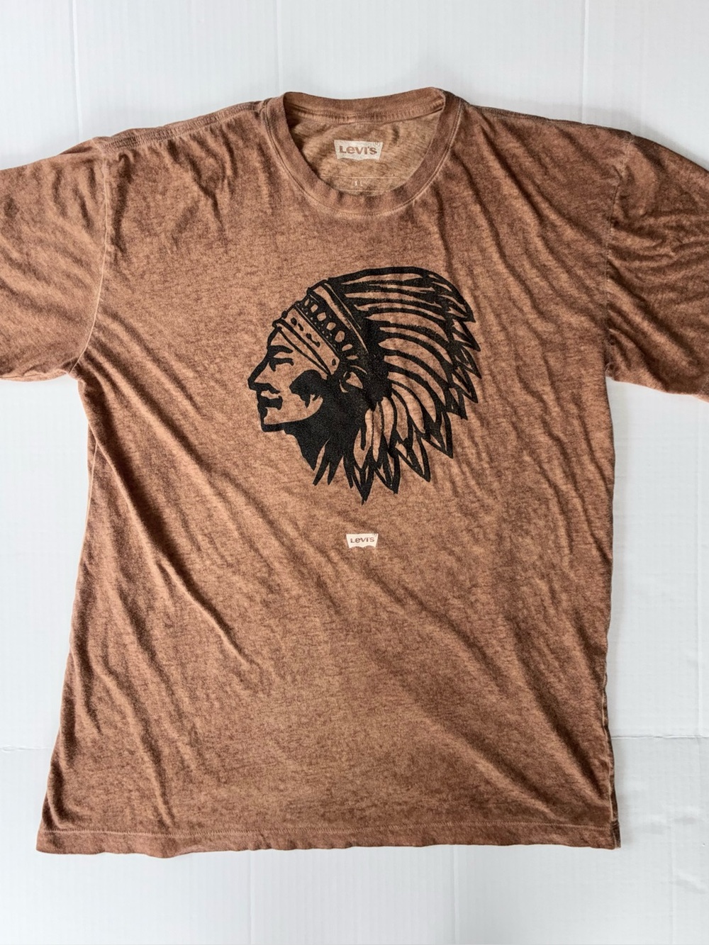 Levi's Men’s Brown 100% Cotton Native American Graphic Crew Neck T-Shirt Size XL